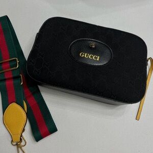 Gucci Black Bag with Green and Red Strap